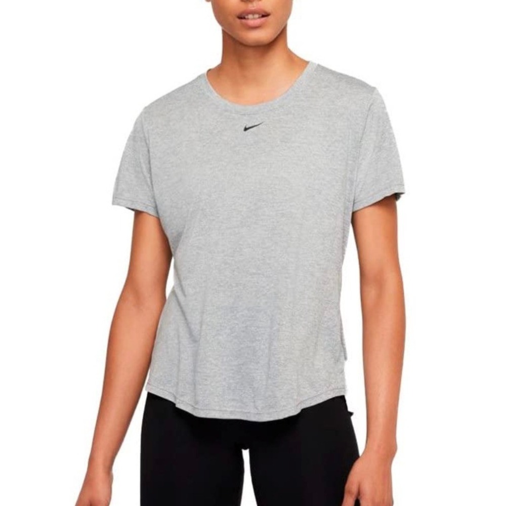 Nike Women Dri-FIT Heather Grey Training T-Shirt DD0638-073 Size M
